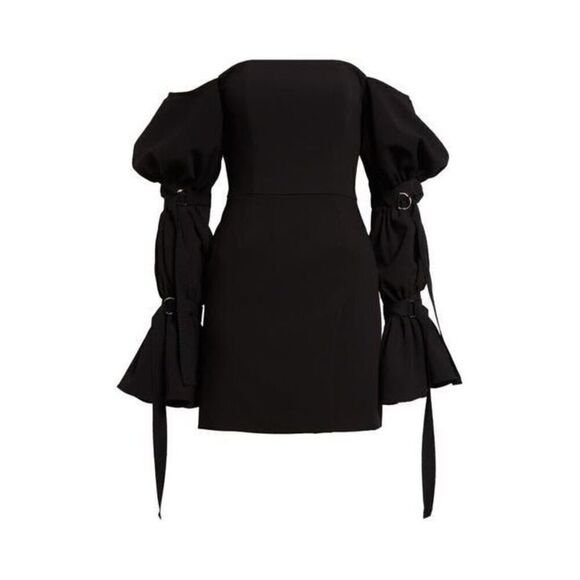 Israella Kobla Women's Black Off-the-Shoulder Mini Dress Size 6 NWOT D066 - Picture 4 of 9